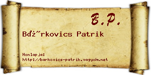 Bárkovics Patrik névjegykártya